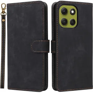 Phonesta Vintage Skin Book Wallet Klapphülle für Motorola Moto G86 Power - Schwarz