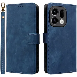 Phonesta Vintage Skin Book Wallet Klapphülle für Oppo Find X9 - Blau