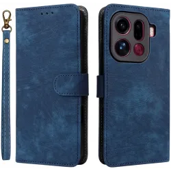 Phonesta Vintage Skin Book Wallet Klapphülle für Oppo Find X9 Pro - Blau