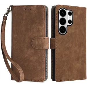 Phonesta Vintage Skin Book Wallet Klapphülle für Samsung Galaxy S26 Ultra - Braun