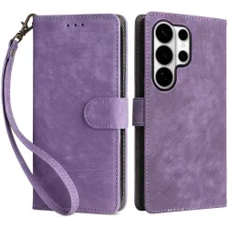 Phonesta Vintage Skin Book Wallet Klapphülle für Samsung Galaxy S26 Ultra - Lila