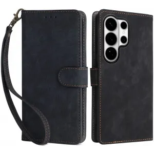 Phonesta Vintage Skin Book Wallet Klapphülle für Samsung Galaxy S26 Ultra - Schwarz