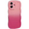 Phonesta Wavy Gradient Silikon Back Cover Hülle für Apple iPhone 16 - Rosa 2