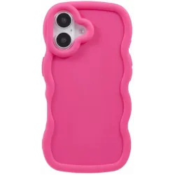 Phonesta Wavy Silikon Back Cover Hülle für Apple iPhone 16 - Hot Pink