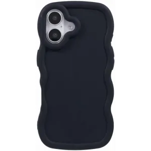 Phonesta Wavy Silikon Back Cover Hülle für Apple iPhone 16 - Schwarz
