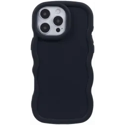 Phonesta Wavy Silikon Back Cover Hülle für Apple iPhone 16 Pro Max - Schwarz