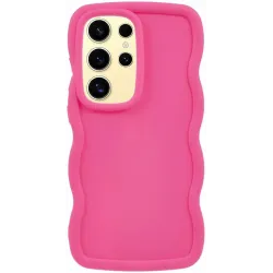 Phonesta Wavy Silikon Back Cover Hülle für Samsung Galaxy S25 Ultra - Hot Pink