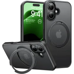 Torras Ostand Pro Back Cover Hülle mit MagSafe für Apple iPhone 16 Plus - Schwarz