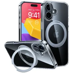 Torras Ostand Pro Back Cover Hülle mit MagSafe für Apple iPhone 16 - Transparent