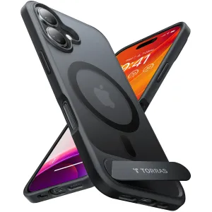 Torras Pstand Back Cover Hülle mit MagSafe für Apple iPhone 16 - Schwarz