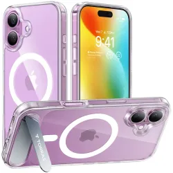 Torras Pstand Back Cover Hülle mit MagSafe für Apple iPhone 16 Plus - Transparent