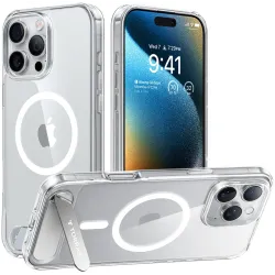 Torras Pstand Back Cover Hülle mit MagSafe für Apple iPhone 16 Pro - Transparent