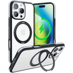 Torras Ostand R Fusion Back Cover Hülle mit MagSafe für Apple iPhone 16 Pro - Schwarz