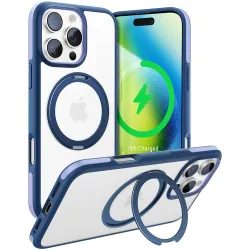 Torras Ostand R Fusion Back Cover Hülle mit MagSafe für Apple iPhone 16 Pro - Dunkelblau