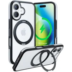 Torras Ostand R Fusion Back Cover Hülle mit MagSafe für Apple iPhone 16 - Schwarz
