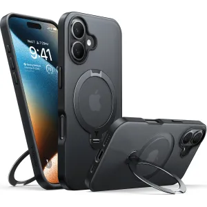 Torras Ostand Spin Back Cover Hülle mit MagSafe für Apple iPhone 16 Plus - Schwarz
