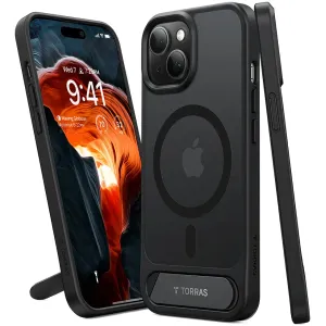 Torras Pstand Back Cover Hülle mit MagSafe für Apple iPhone 15 Plus - Schwarz