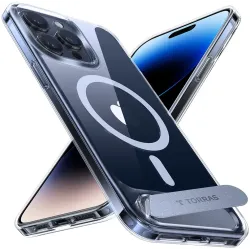 Torras Pstand Back Cover Hülle mit MagSafe für Apple iPhone 15 Pro Max - Transparent