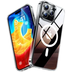 Torras Diamond Back Cover Hülle mit MagSafe für Apple iPhone 15 Pro Max - Transparent
