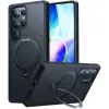 Torras Ostand Spin Back Cover Hülle mit MagSafe für Samsung Galaxy S25 Ultra - Schwarz 0