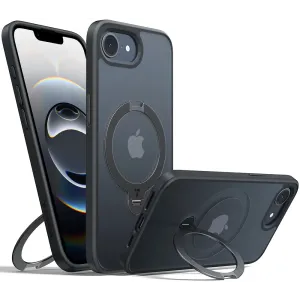 Torras Ostand Spin Back Cover Hülle mit MagSafe für Apple iPhone 17e/16e - Schwarz
