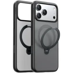 Torras Ostand Spin Back Cover Hülle mit MagSafe für Apple iPhone 17 Pro Max - Schwarz