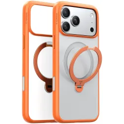 Torras Ostand Spin Back Cover Hülle mit MagSafe für Apple iPhone 17 Pro - Orange